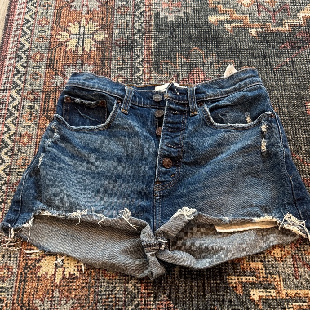 Abercrombie & Fitch High Rise Mom Blue Jean Shorts